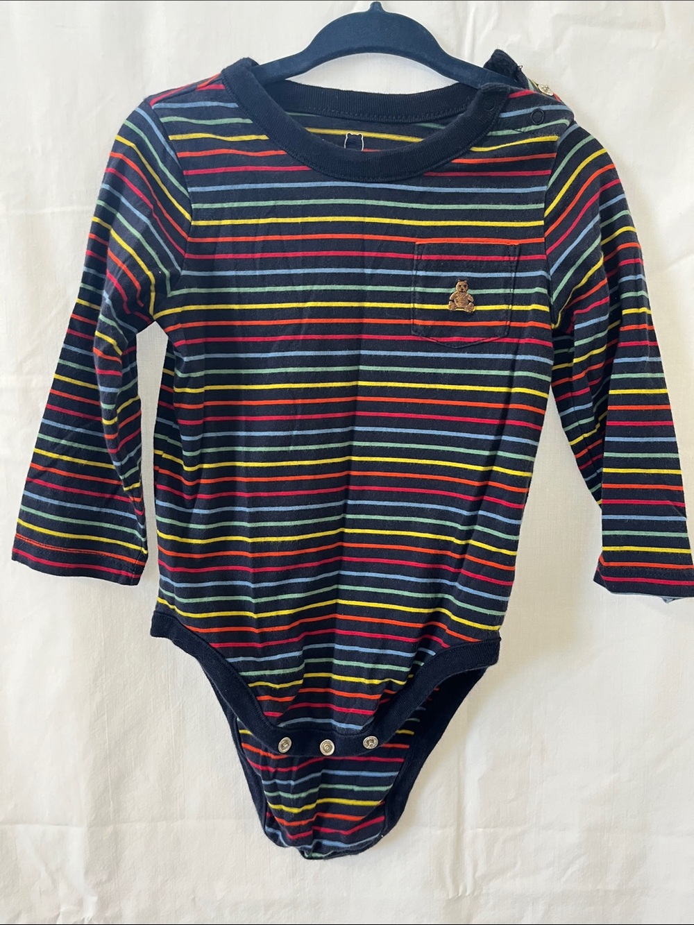 GAP Navy Multicolor Striped Long-Sleeve Bodysuit